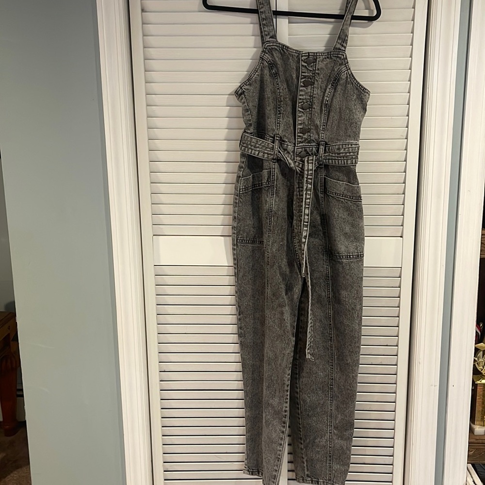 Acid wash denim overall